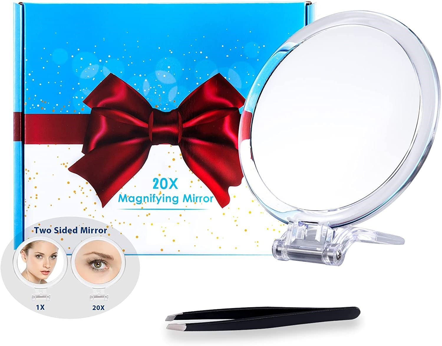 20X Magnifying Hand Mirror For Makeup, Tweezing, And Blemish Removal (15 Cm)