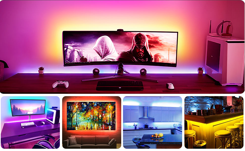 12M Led Strip Lights For Bedroom And Home (5050 Lights Strip App With Remote)