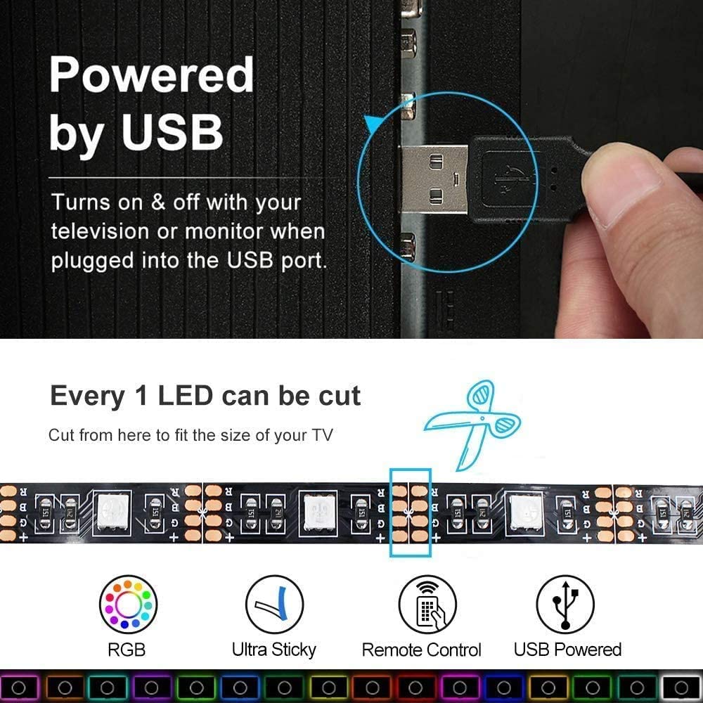 3M Led Strip Lights For Tv, Gaming, And Computer (Lights Strip App With Remote)