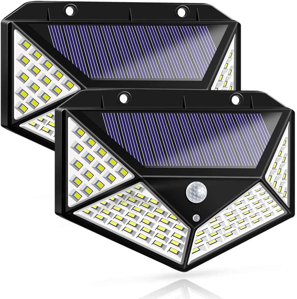100 Waterproof Led Motion Sensor Solar Security Lights Outdoor (2-Pack)