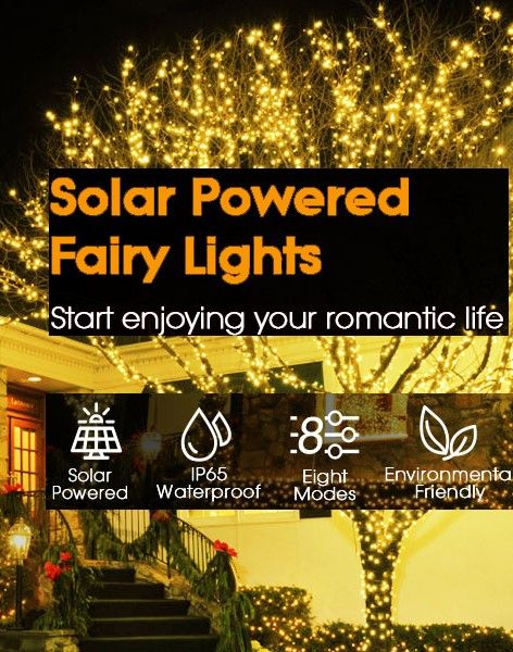 200 Waterproof Led Solar Fairy Lights Outdoor With 8 Modes