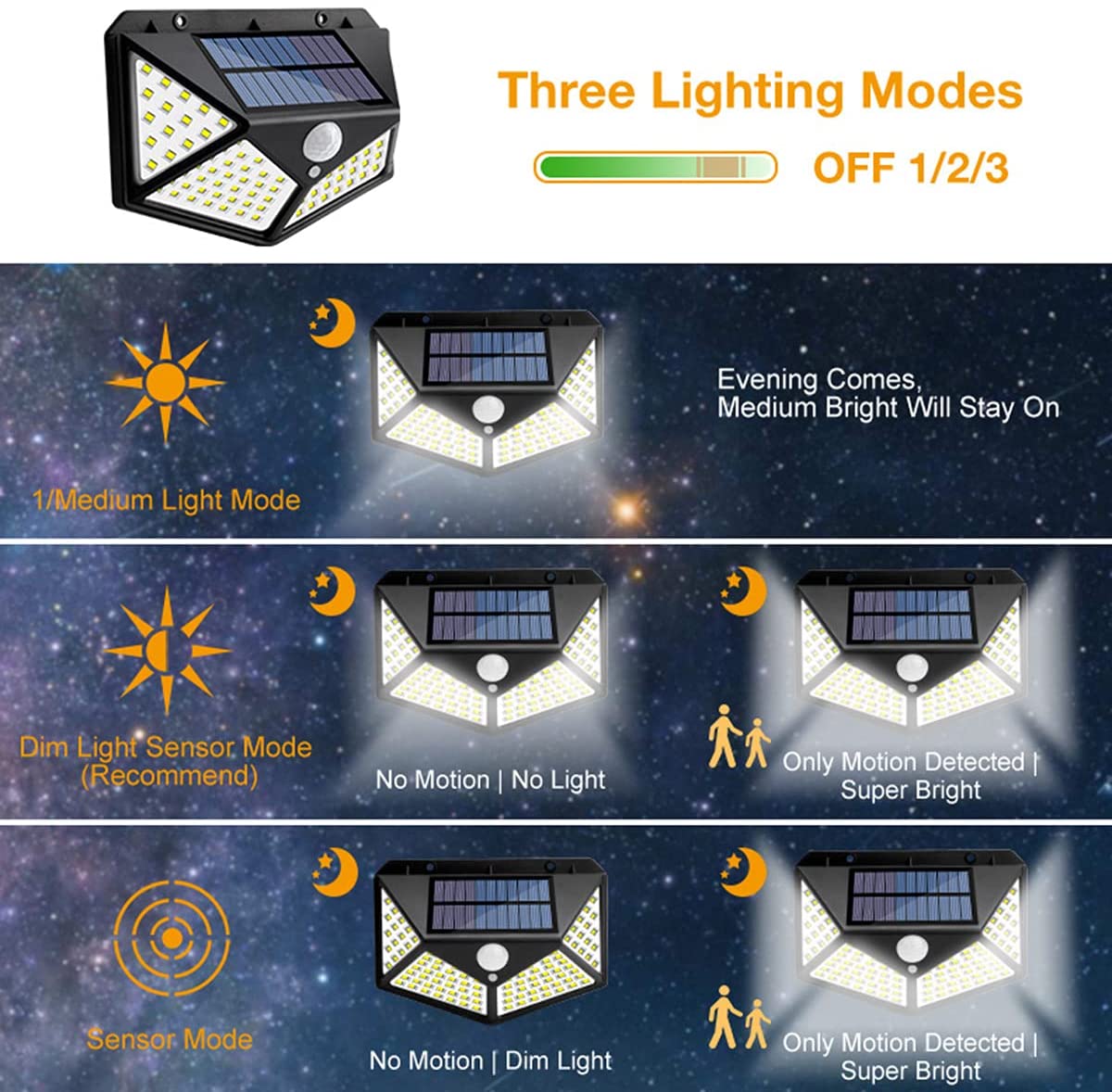 100 Waterproof LED Solar Fairy Light Outdoor with 8 Lighting Modes 4 pack