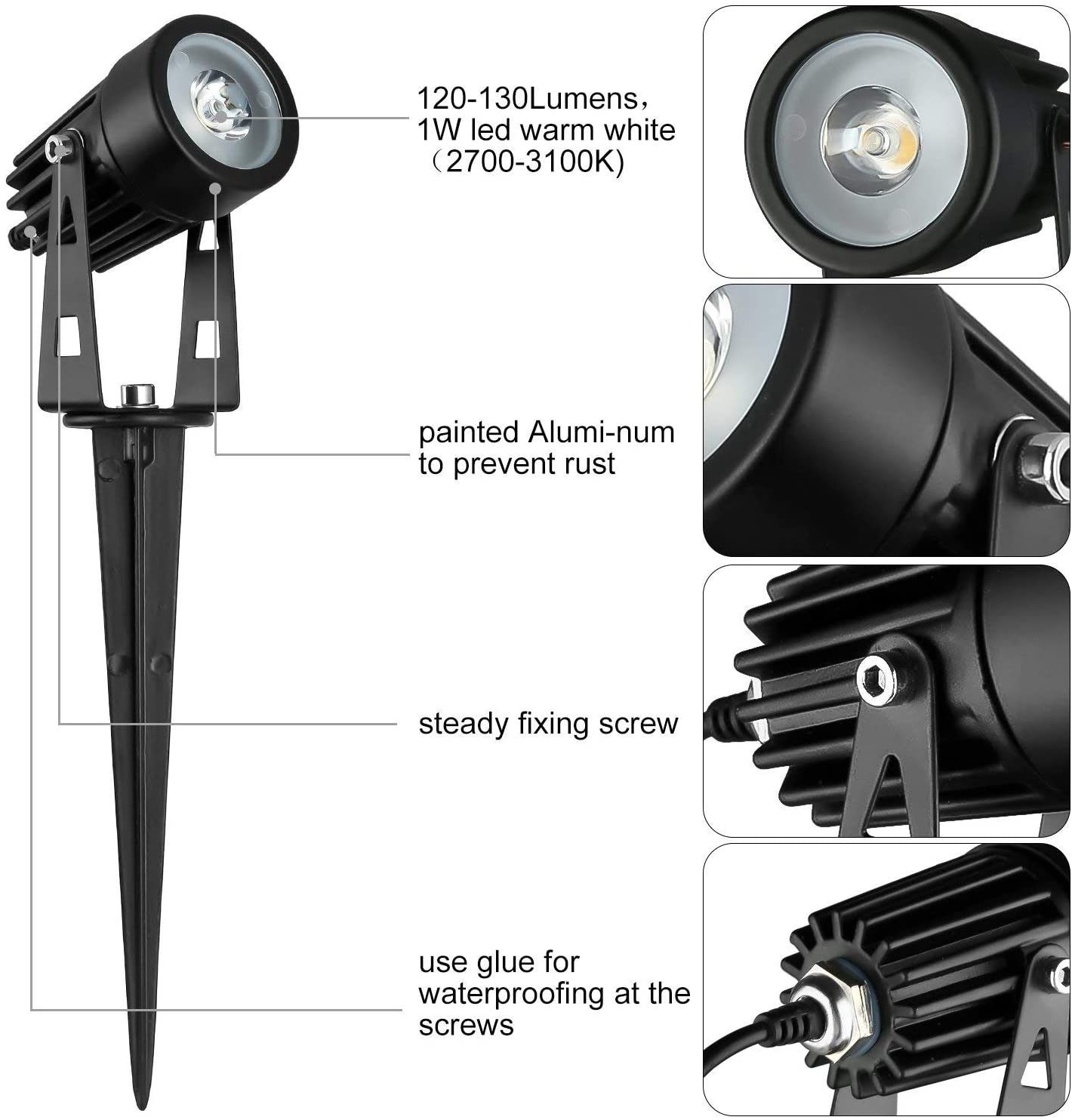 Outdoor Lights - 3 X Led Spotlights Powered Solar Garden Lights Outdoor Waterproof (Warm White)