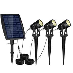 3 X Led Spotlights Powered Solar Garden Lights Outdoor Waterproof (Warm White) | White colour