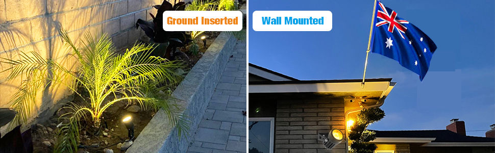 3 X Led Spotlights Powered Solar Garden Lights Outdoor Waterproof (Warm White), Outdoor Lights