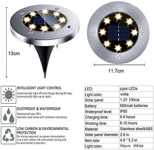 8 Pack Led Solar Pathway Lights Outdoor Solar Ground Lights (Warm White) with In-Ground Lights