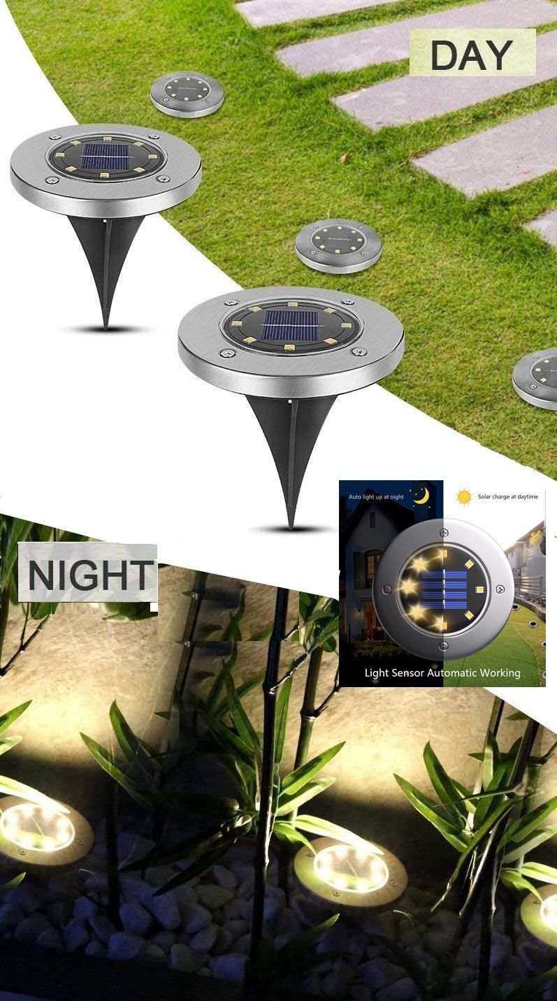 White colour - 8 Pack Led Solar Pathway Lights Outdoor Solar Ground Lights (Warm White)