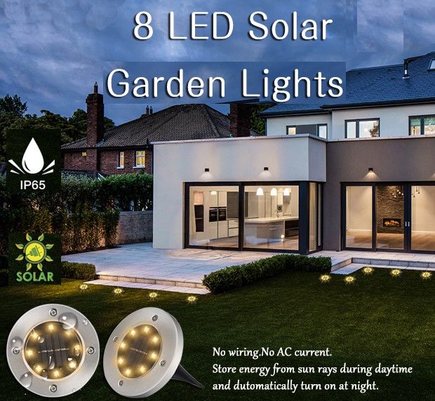 In-Ground Lights - 8 Pack Led Solar Pathway Lights Outdoor Solar Ground Lights (Warm White)
