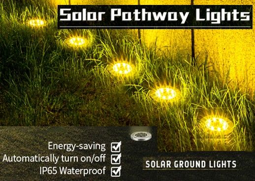 8 Pack Led Solar Pathway Lights Outdoor Solar Ground Lights (Warm White) | In-Ground Lights