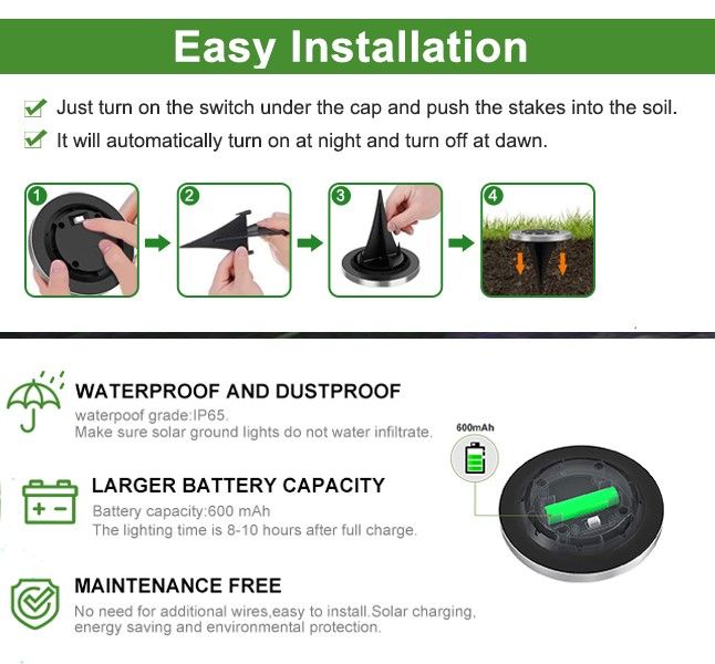 8 Pack Led Solar Pathway Lights Outdoor Solar Ground Lights (Warm White) | White colour