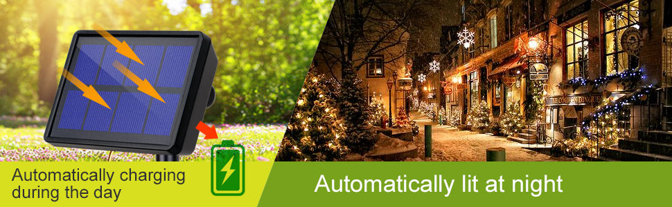 20m 200 LED Solar Powered Outdoor Lights with 8 Lighting Modes and Waterproof