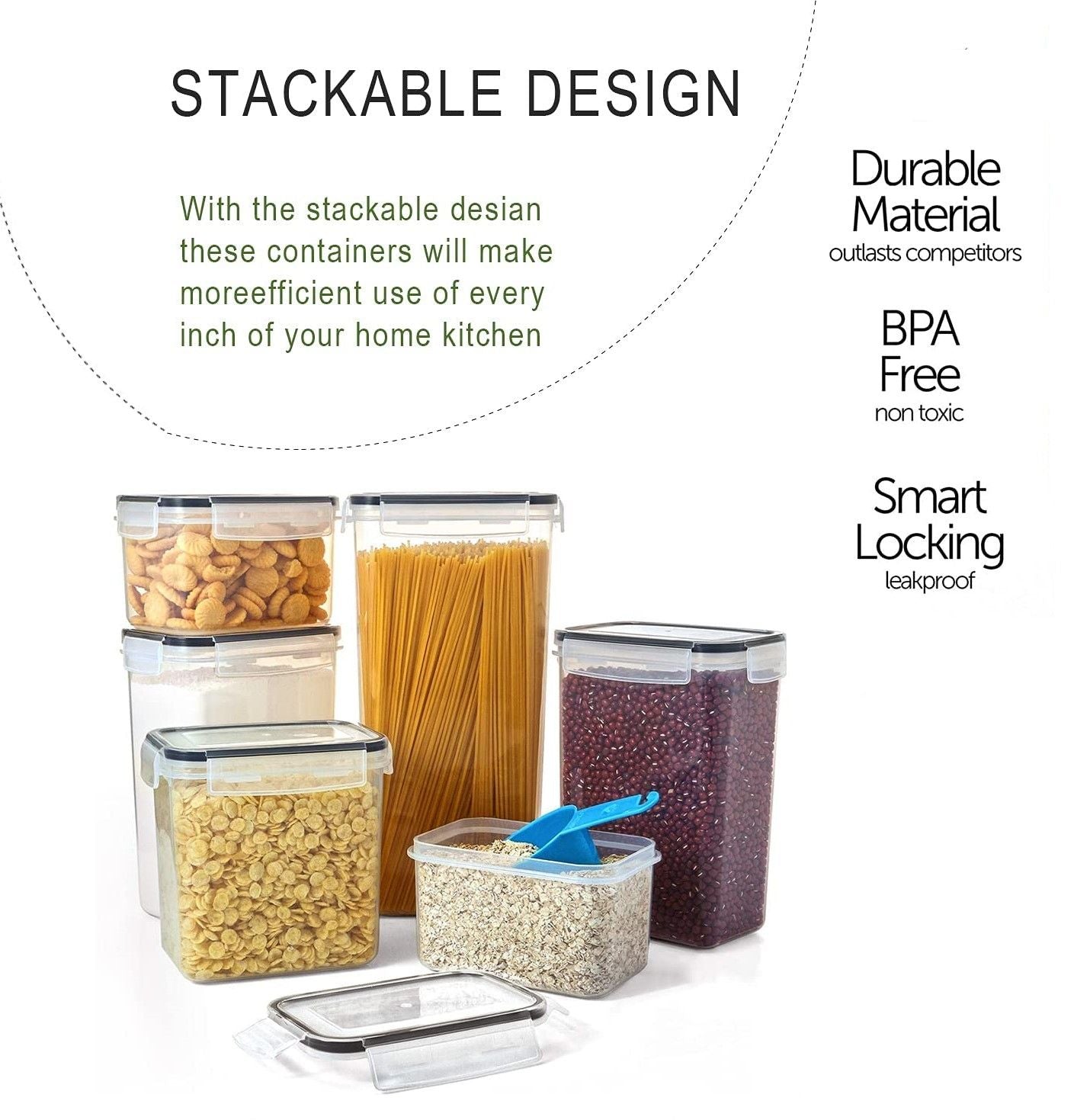 14 Piece Airtight Food Storage Containers Set BPA Free Plastic Kitchen Storage Boxes with Locking Lids Labels