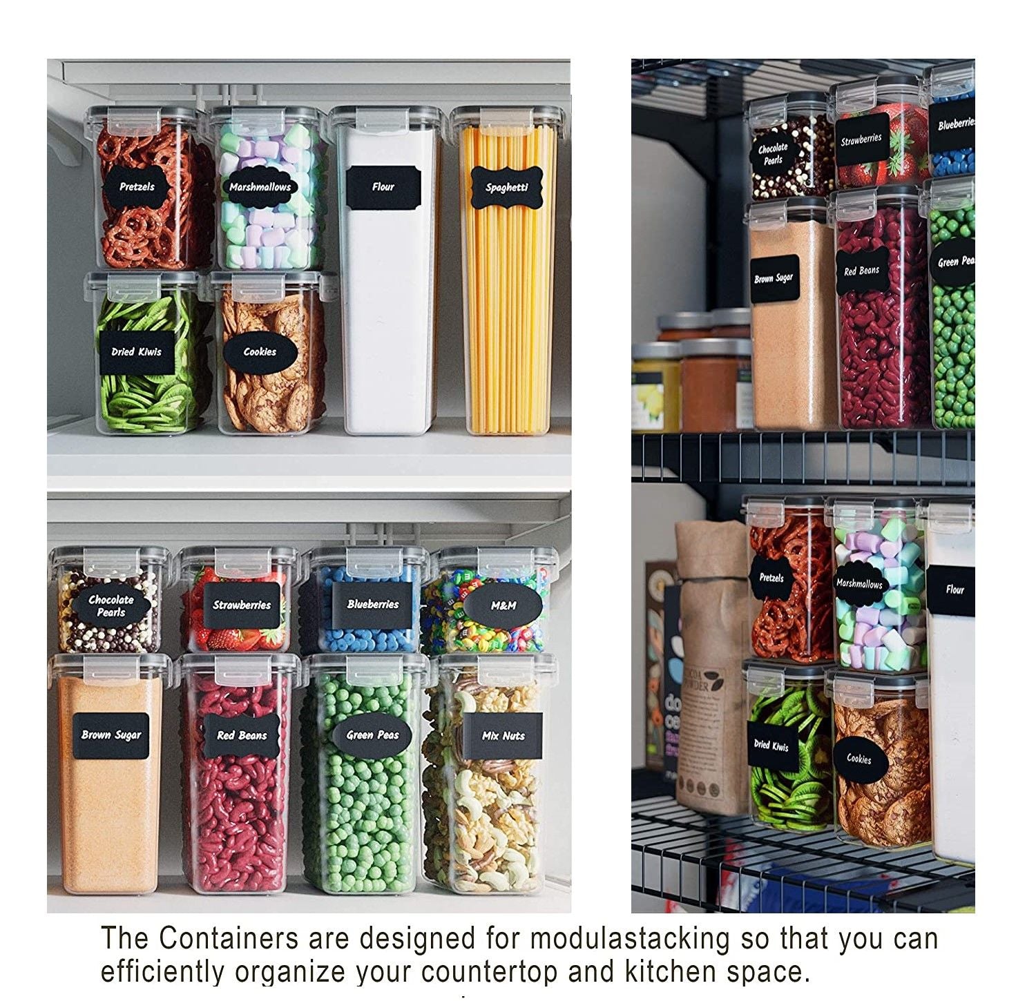 14 Piece Airtight Food Storage Containers Set BPA Free Plastic Kitchen Storage Boxes with Locking Lids Labels
