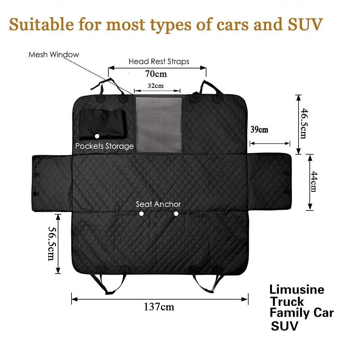 Waterproof Dog Seat Cover with View Mesh and Scratch Prevent for Trucks, Antislip