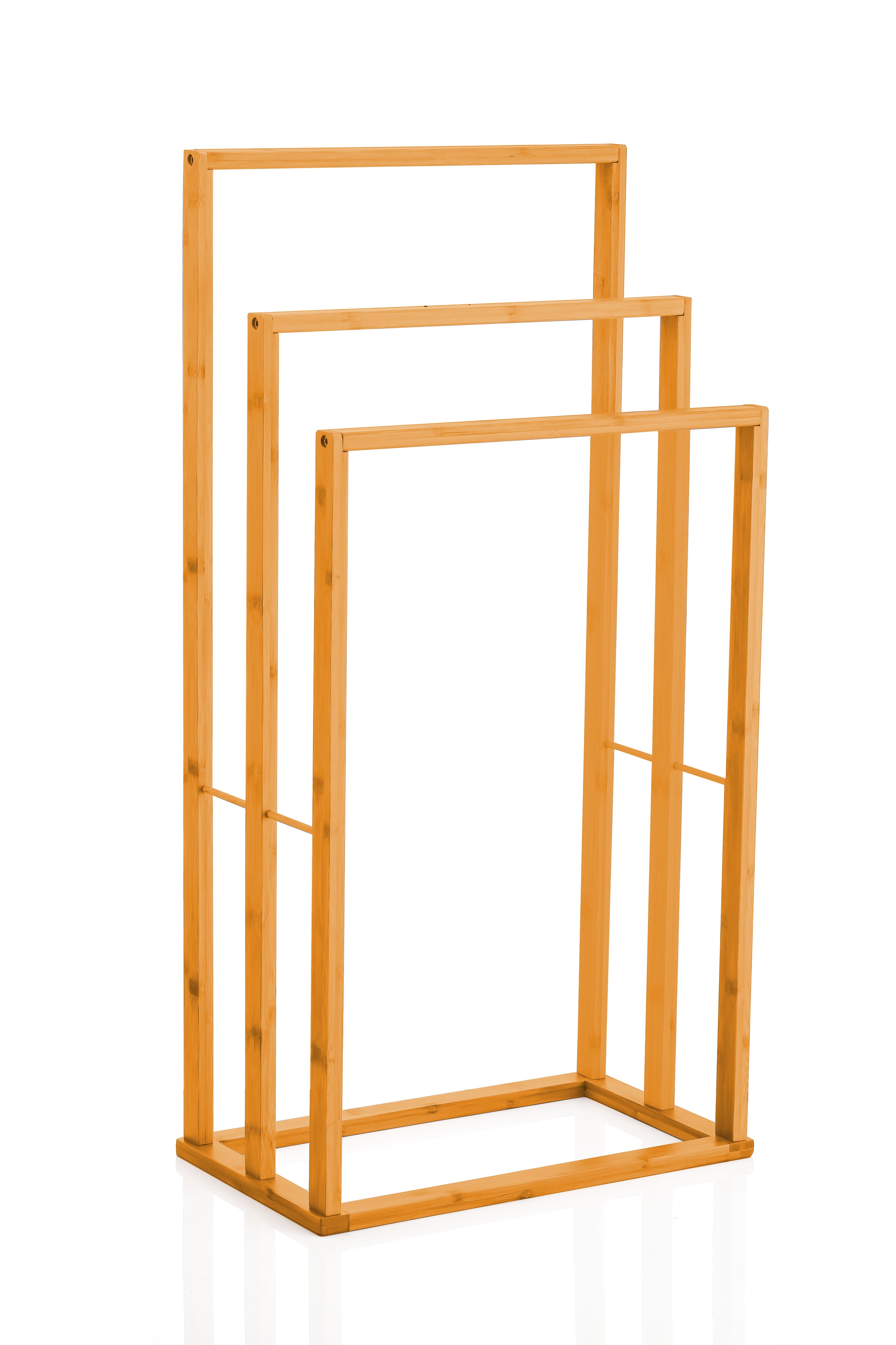 Bamboo Towel Bar Holder Rack 3-Tier Freestanding, Bamboo finish
