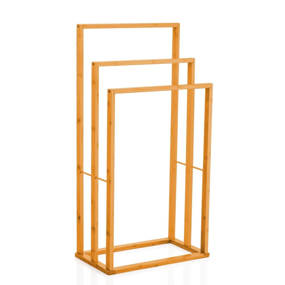 Bamboo Towel Bar Holder Rack 3-Tier Freestanding, Towel Racks & Holders