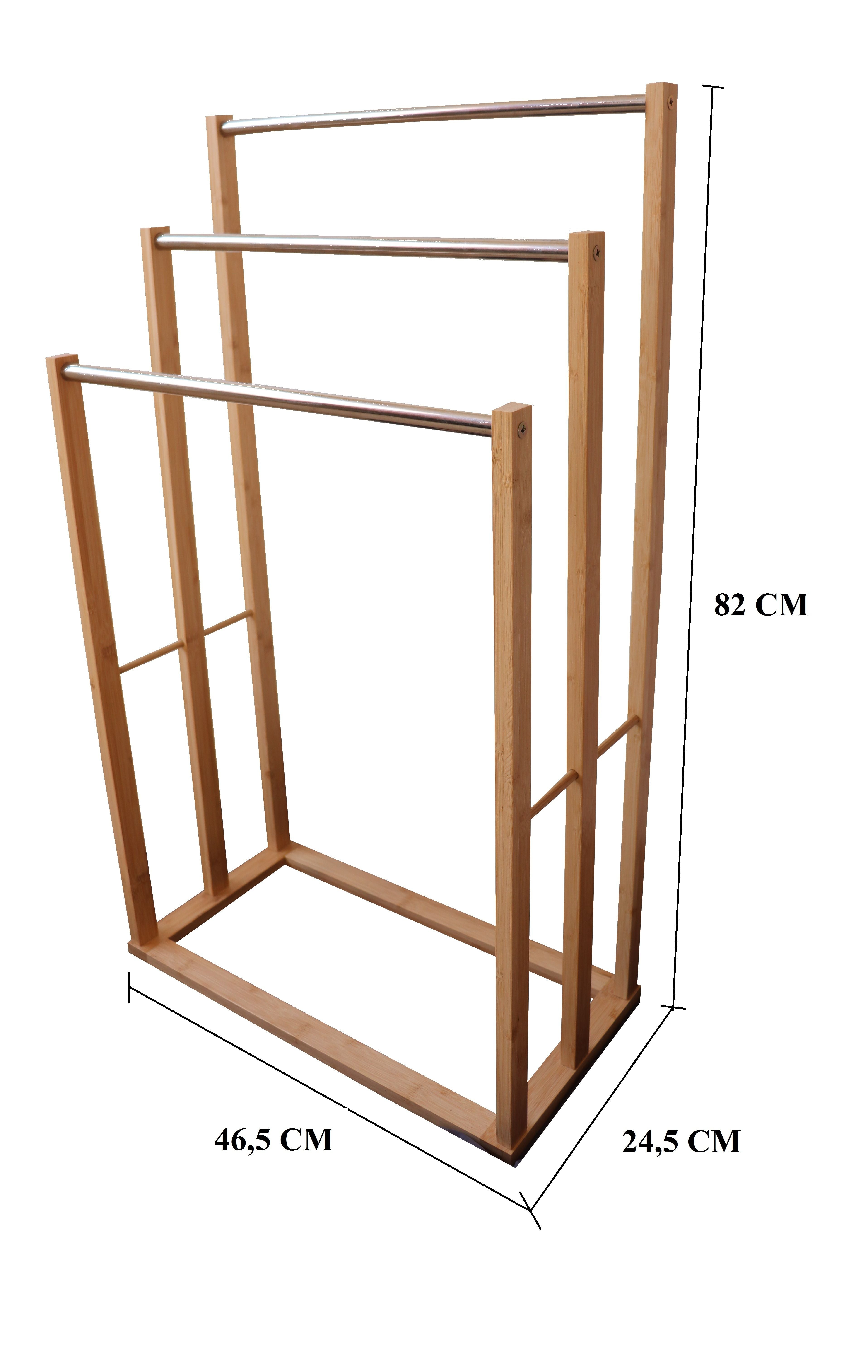 Bamboo Towel Bar Metal Holder Rack 3-Tier Freestanding