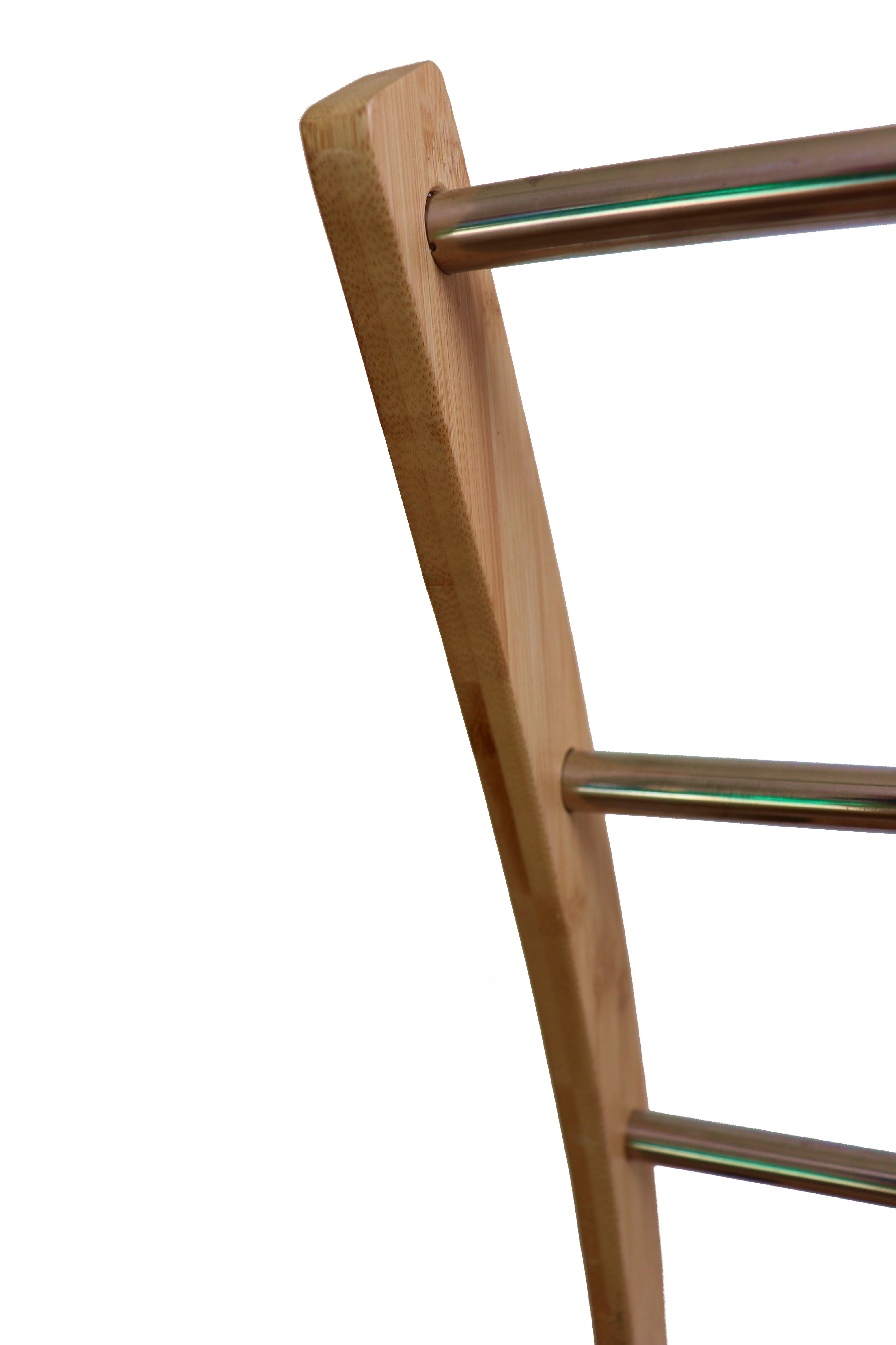 Bamboo Towel Bar Metal Holder Rack 3-Tier Freestanding With Bottom Shelf