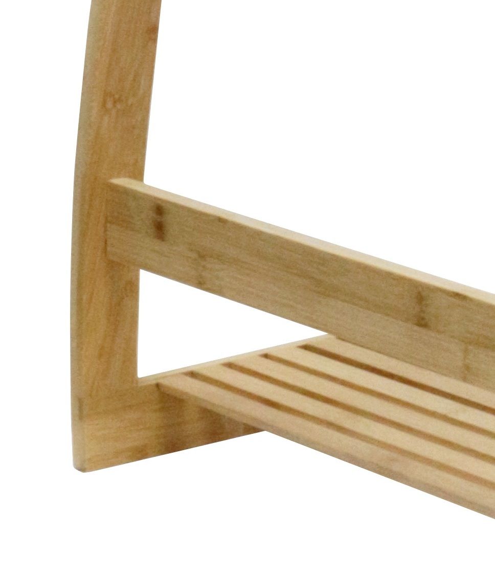 Bamboo Towel Bar Metal Holder Rack 3-Tier Freestanding With Bottom Shelf