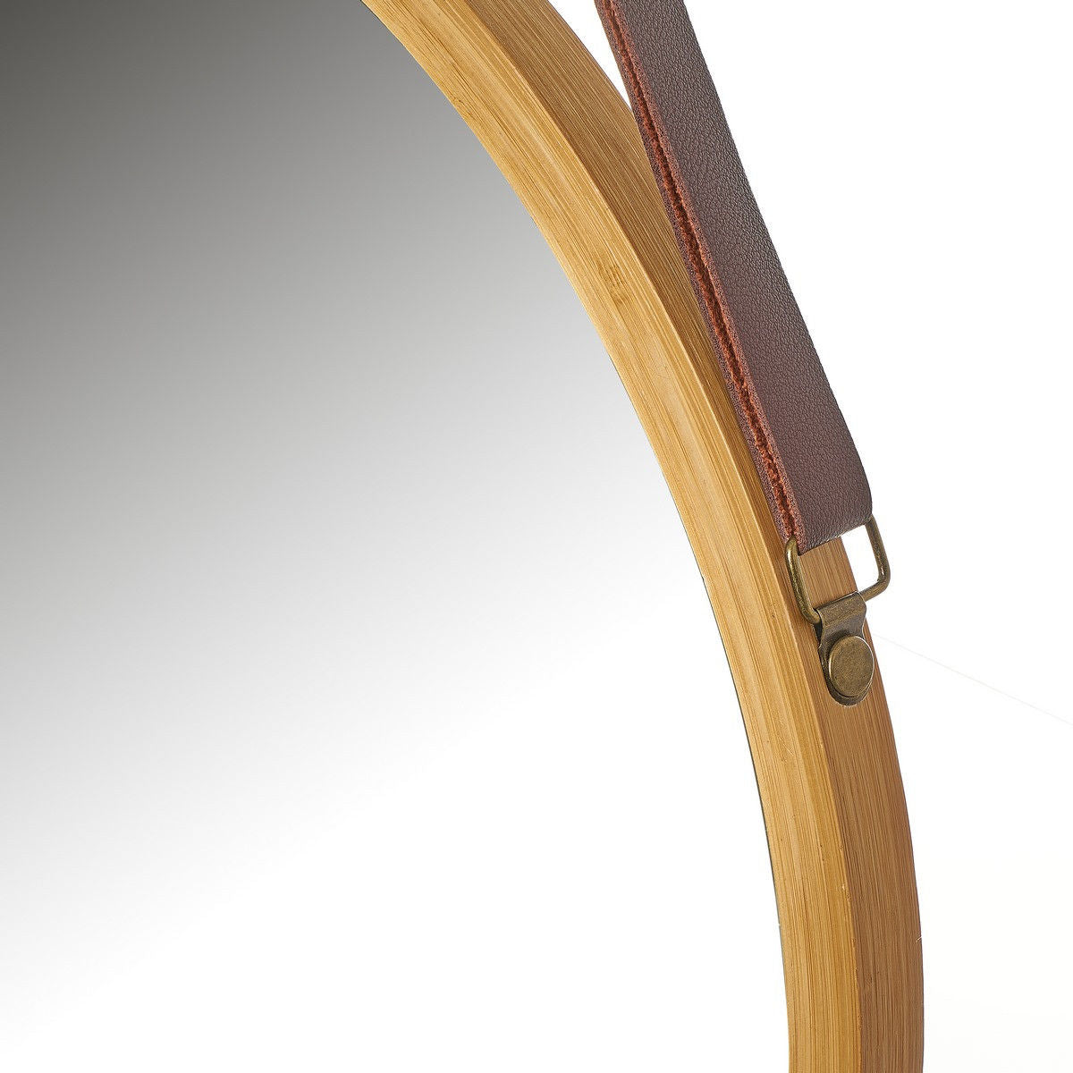 Hanging Round Wall Mirror 45 Cm - Solid Bamboo Frame