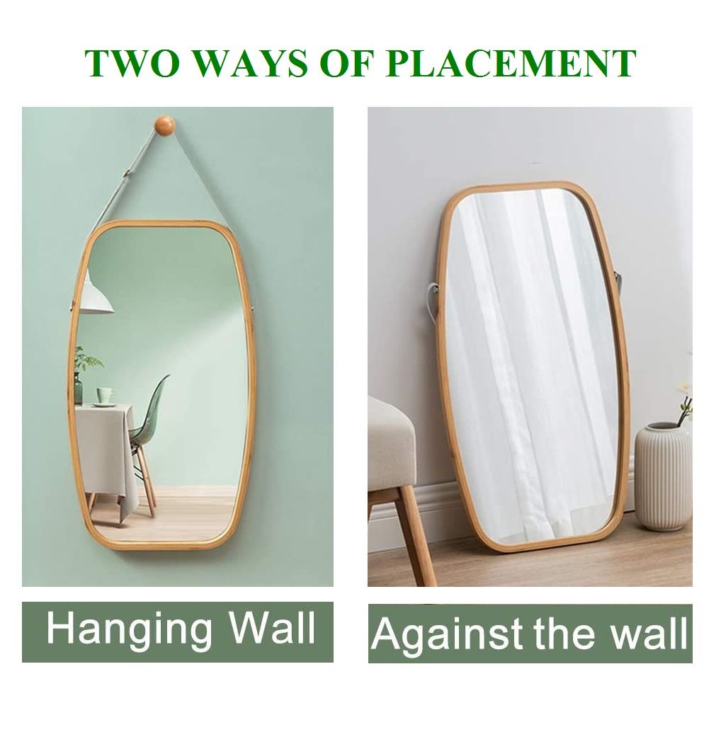 Hanging Full Length Wall Mirror - Solid Bamboo Frame