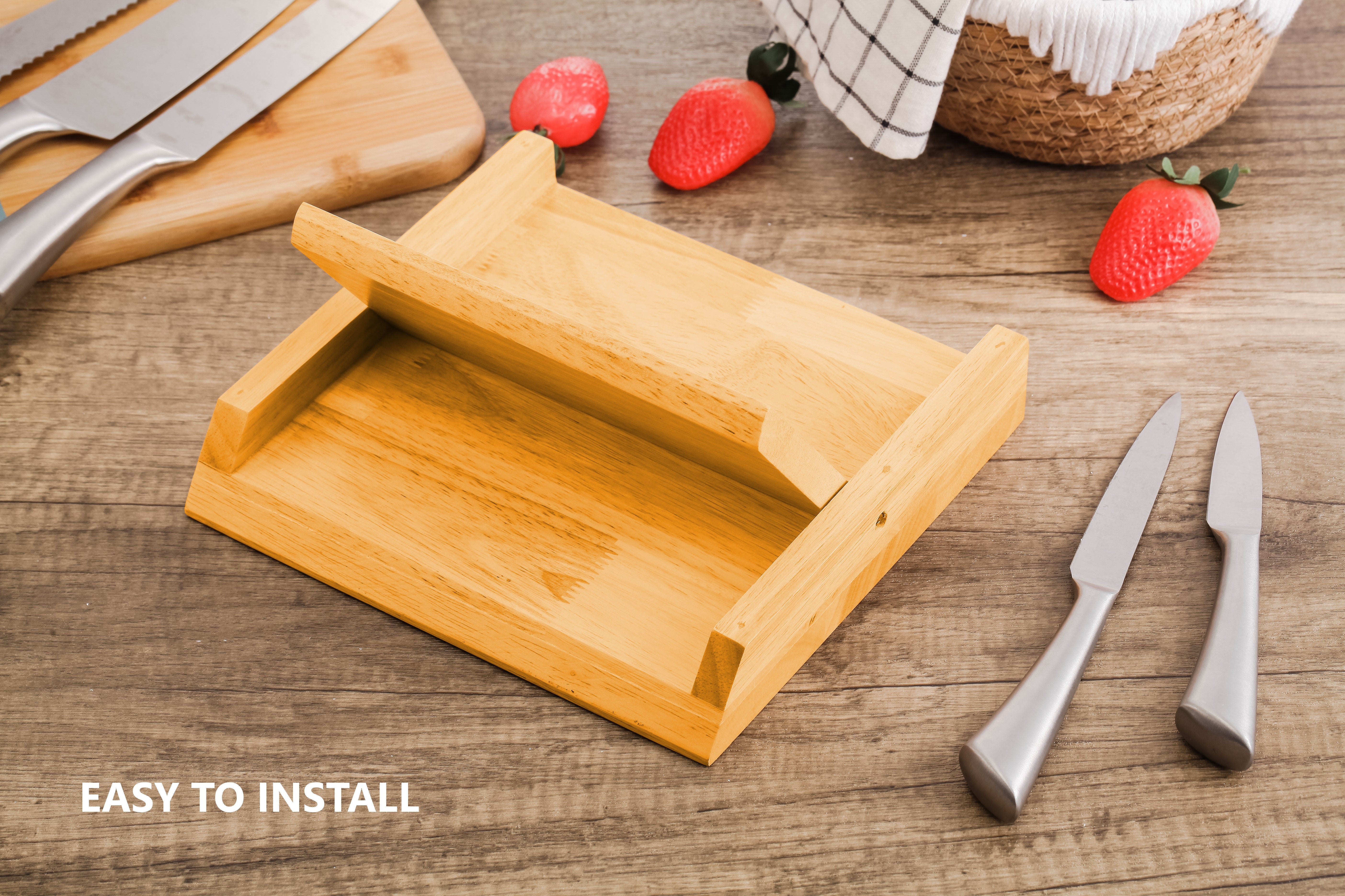 Natural colour - Natural Bamboo Magnetic Knife Block Holder with Strong Magnets Storage