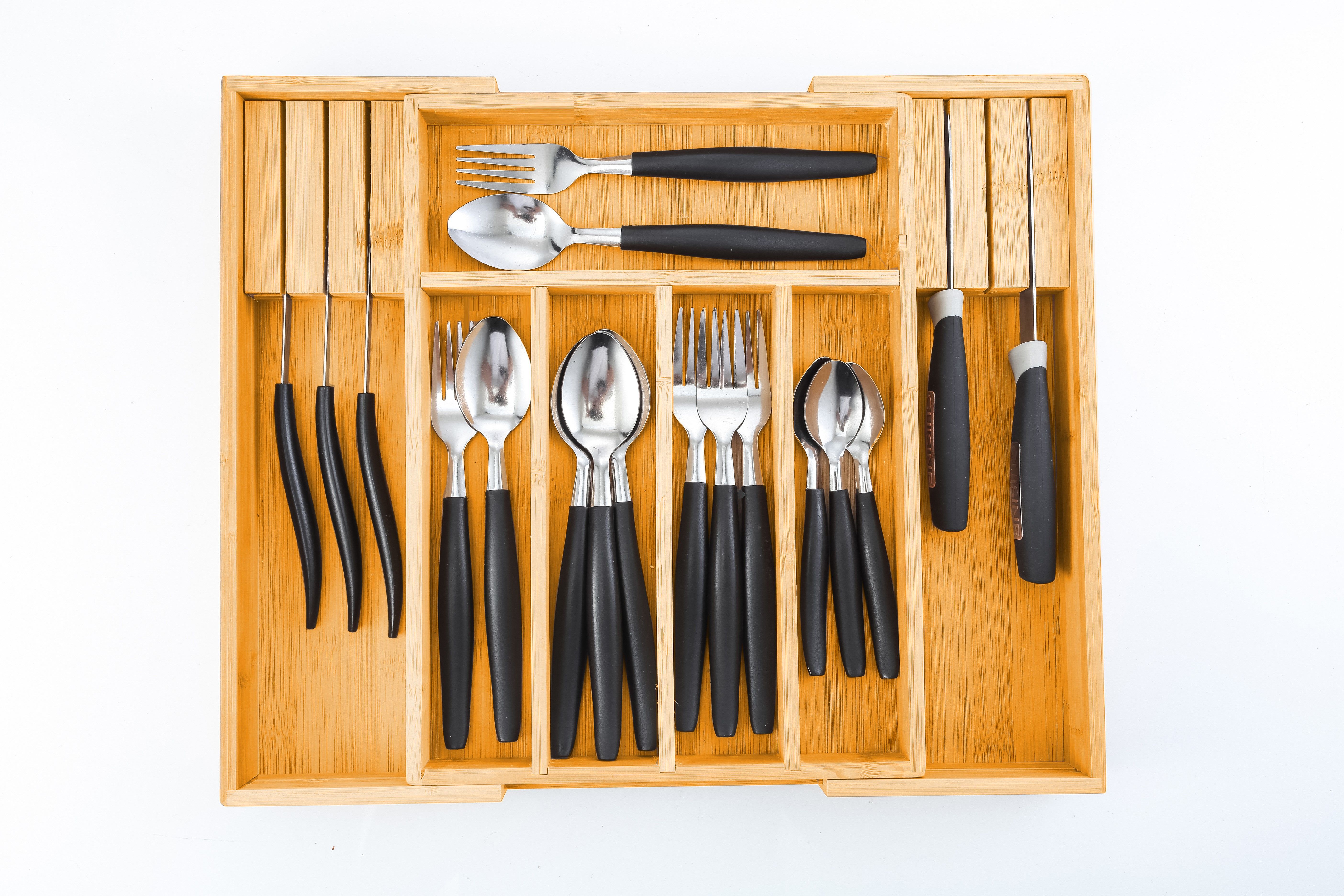 Large Capacity Bamboo Expandable Drawer Organizer With