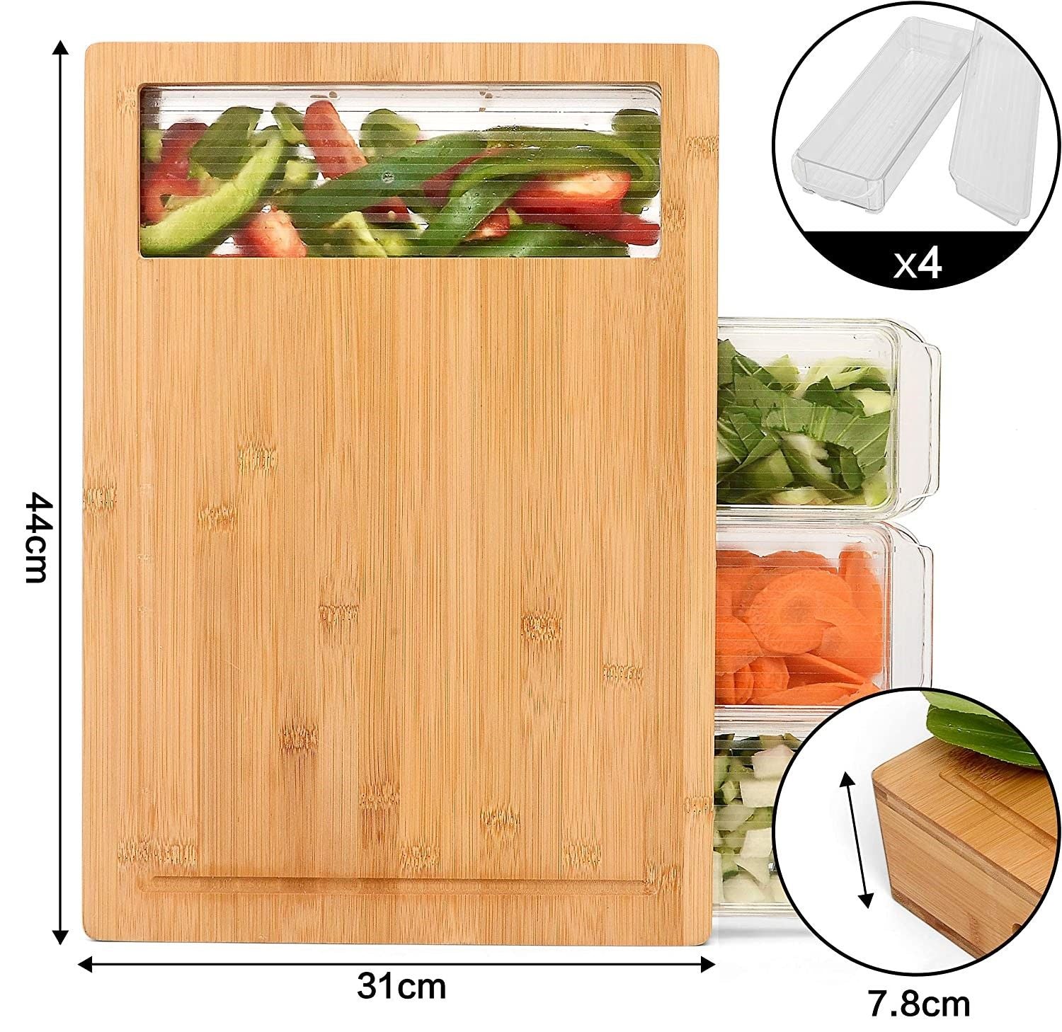 Large Cutting Board and 4 Containers with Mobile Holder gift included, Kitchen Utensils - photo 7