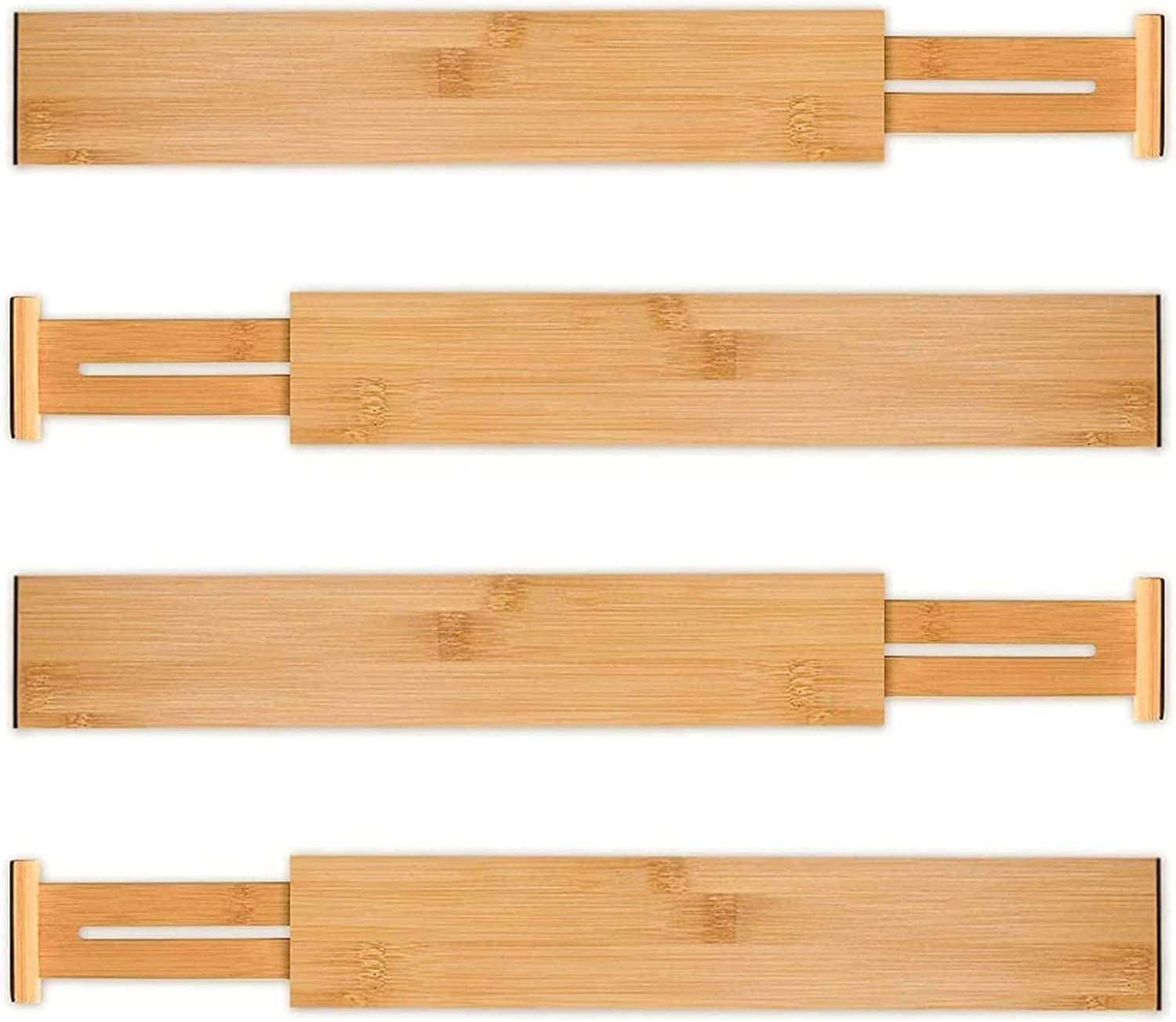 4 Bamboo Adjustable Kitchen Drawer Dividers (Large, 44-55 Cm), Kitchen & Bathroom DIY