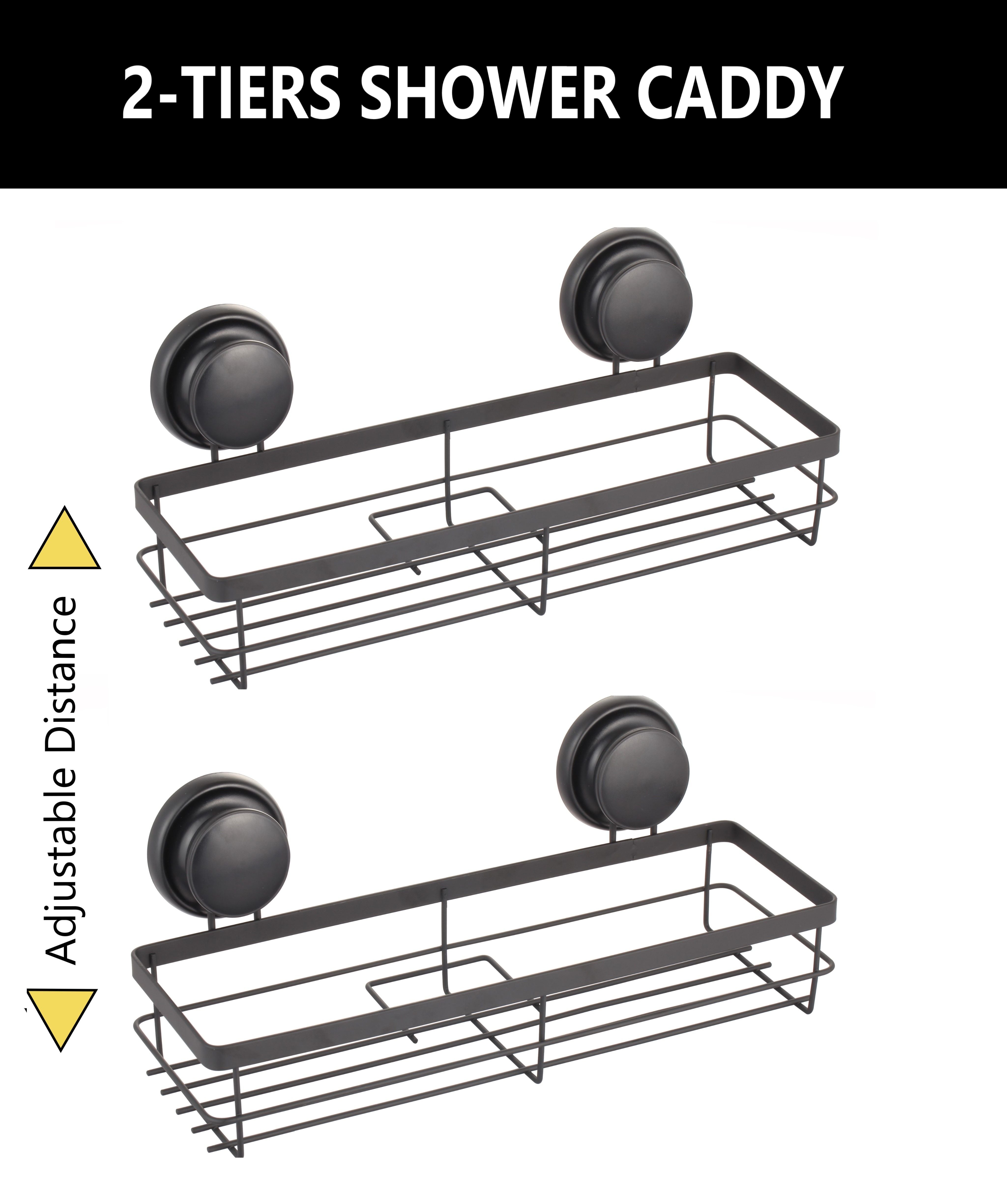 2-Pack Rectangular Corner Shower Caddy With Suction Cups