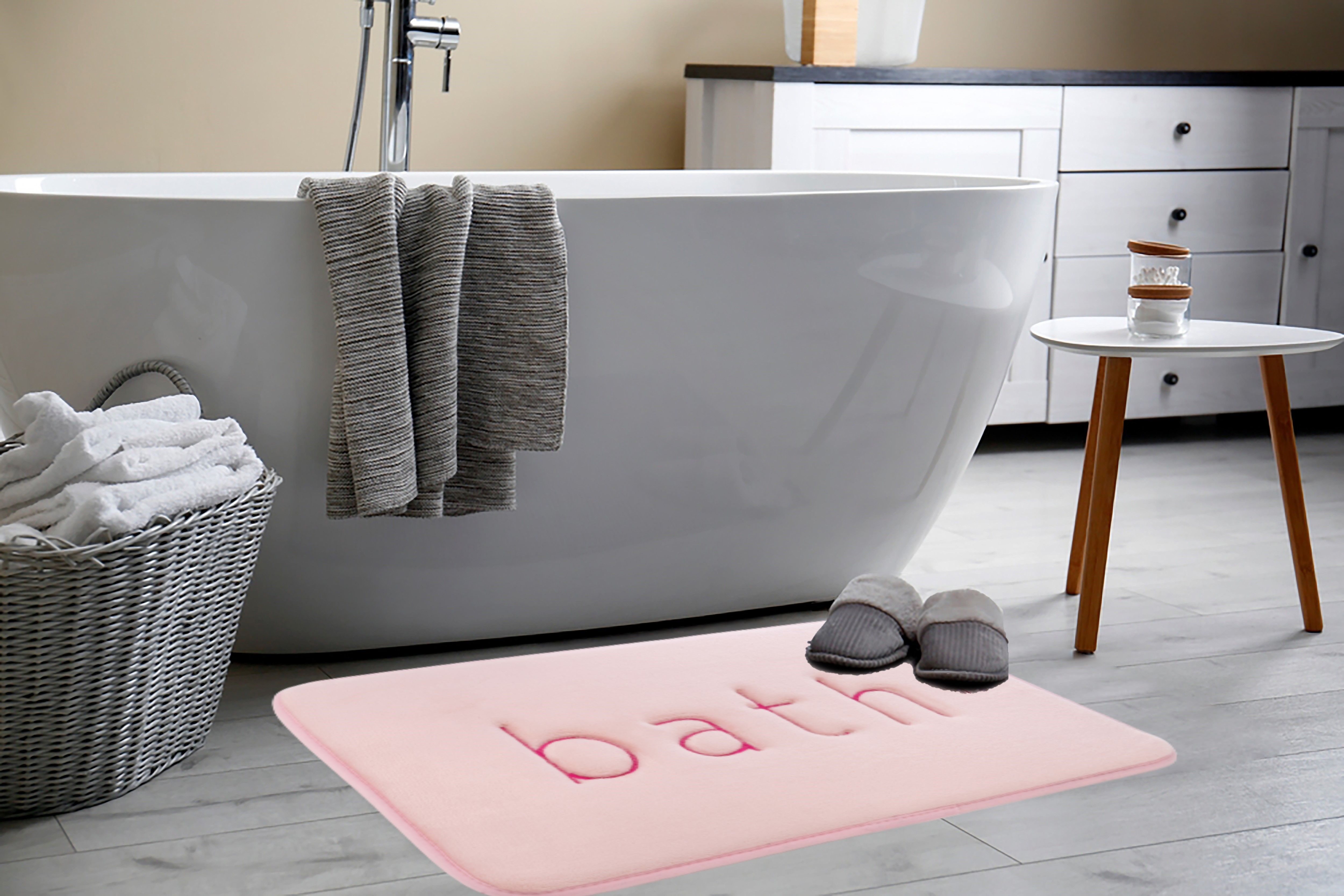 Extra Thick Memory Foam Bath Rug Mat (60 X 40 Cm, Pink) | Super Comfort