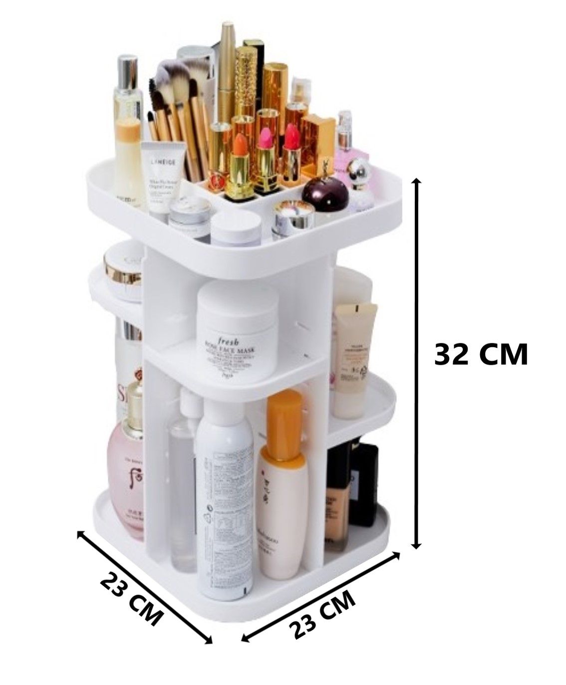 360 Rotating Makeup Organizer For Bedroom And Bathroom (White)