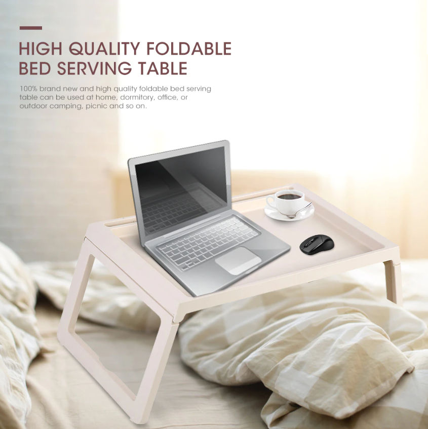 Multifunction Laptop Bed Desk with foldable legs (White)