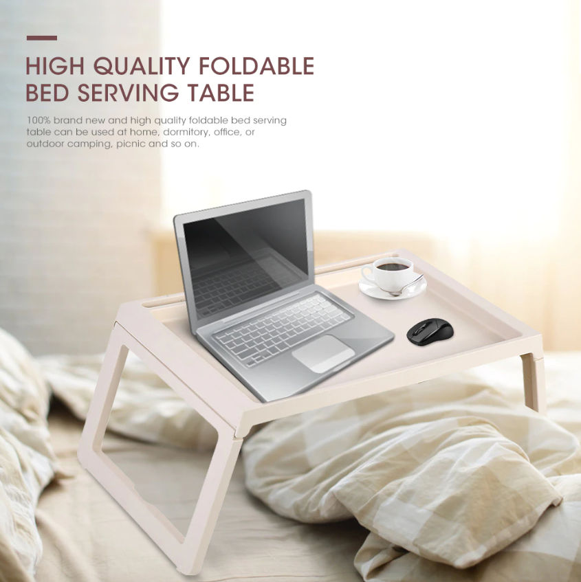 Multifunction Laptop Bed Desk With Foldable Legs For Home Office (White)