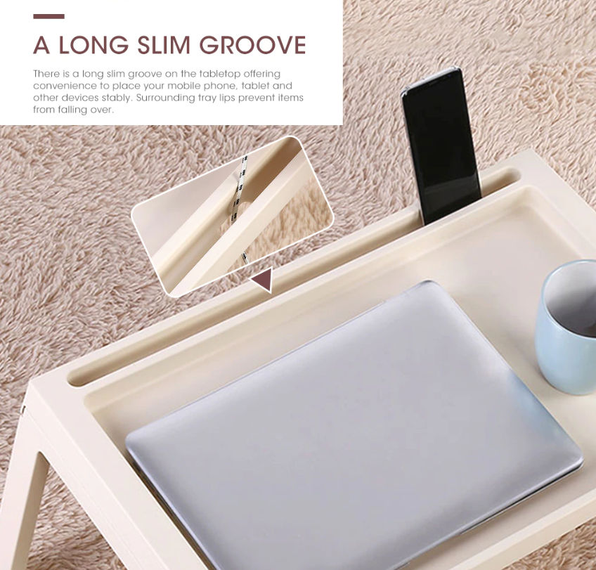 Multifunction Laptop Bed Desk With Foldable Legs For Home Office (White)