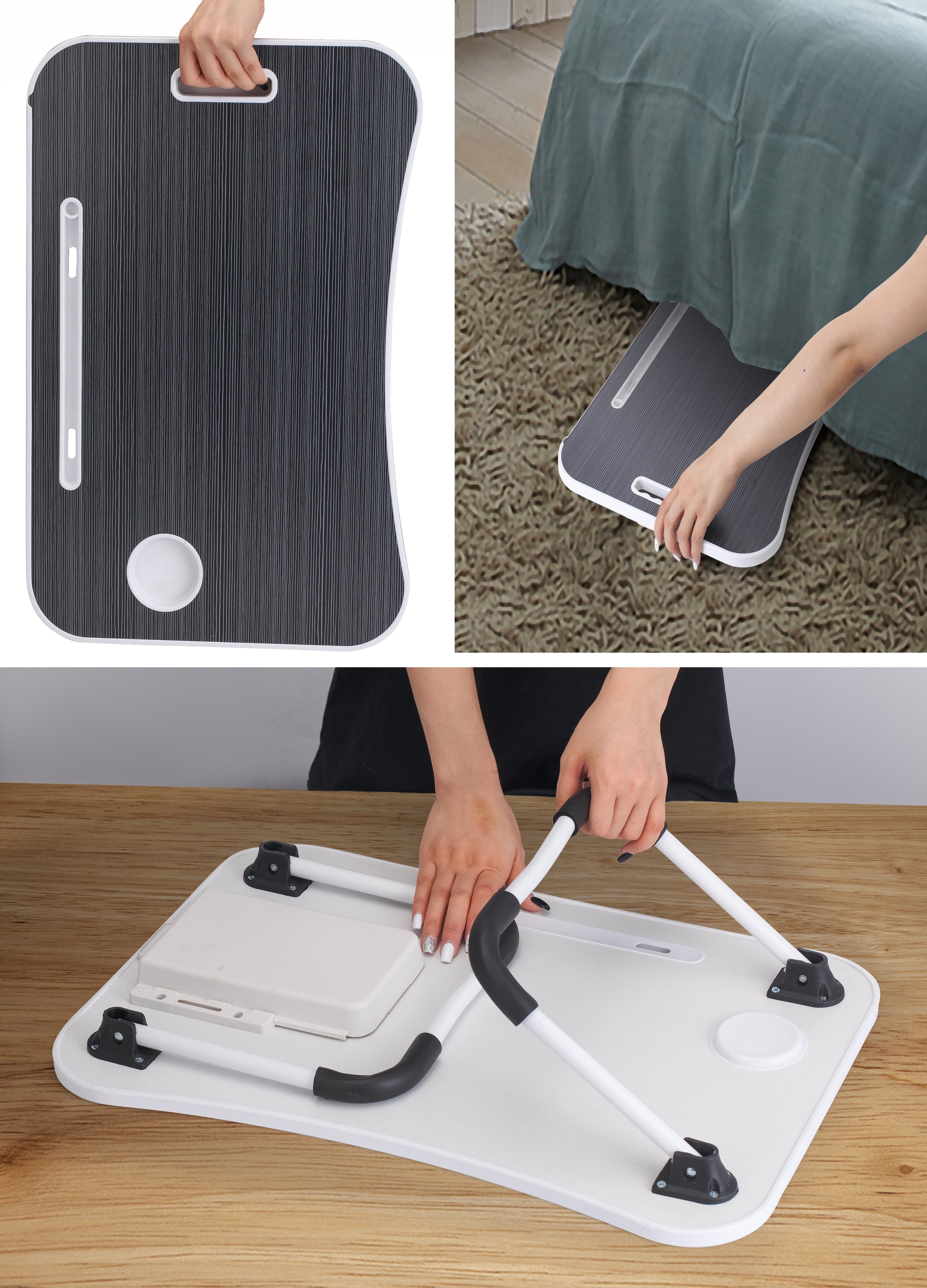 Laptop Bed Desk With Storage And Foldable Legs