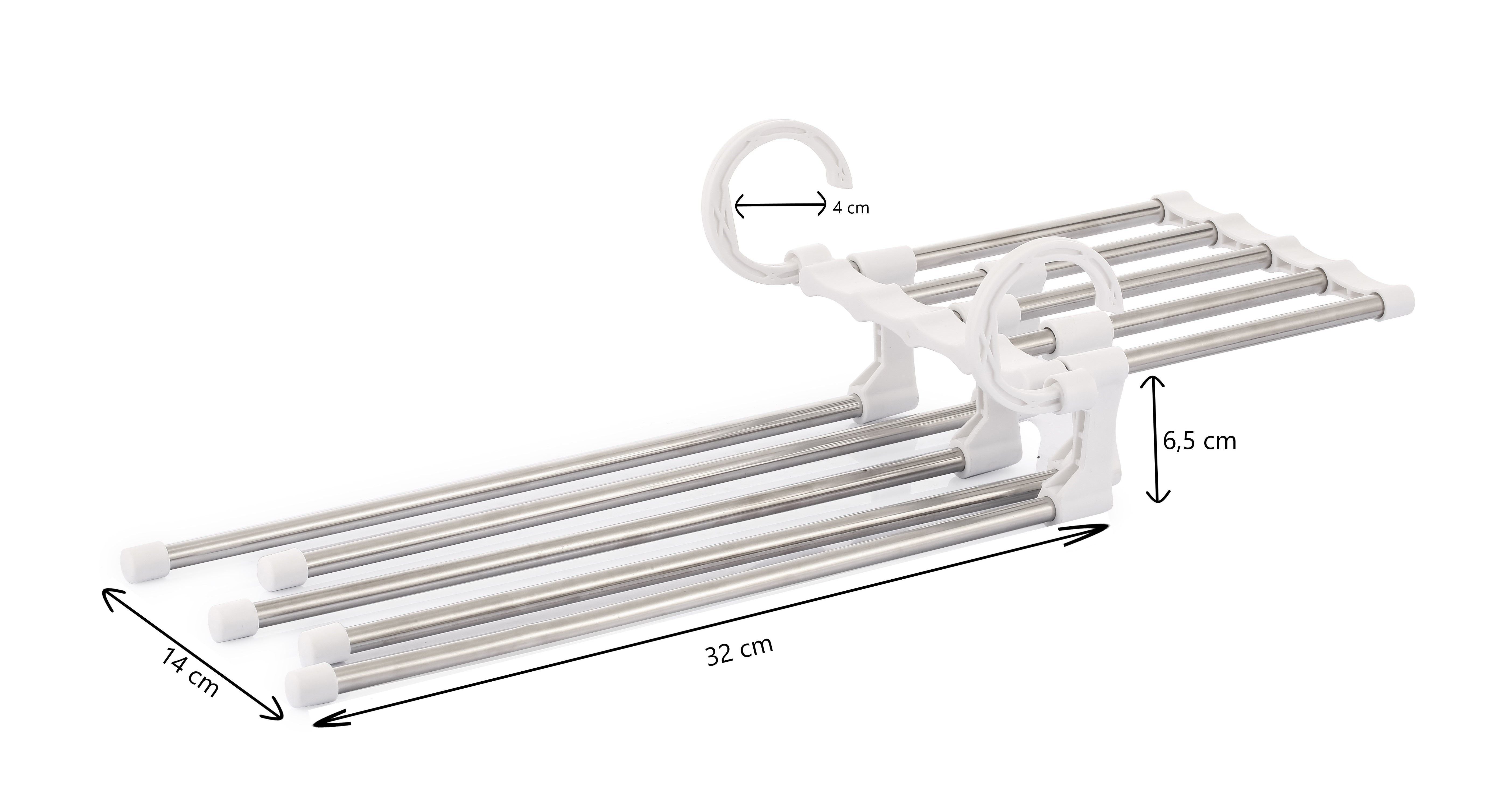 2 Stainless Steel Adjustable 5 In 1 Pants Hangers Non-Slip Space Saving