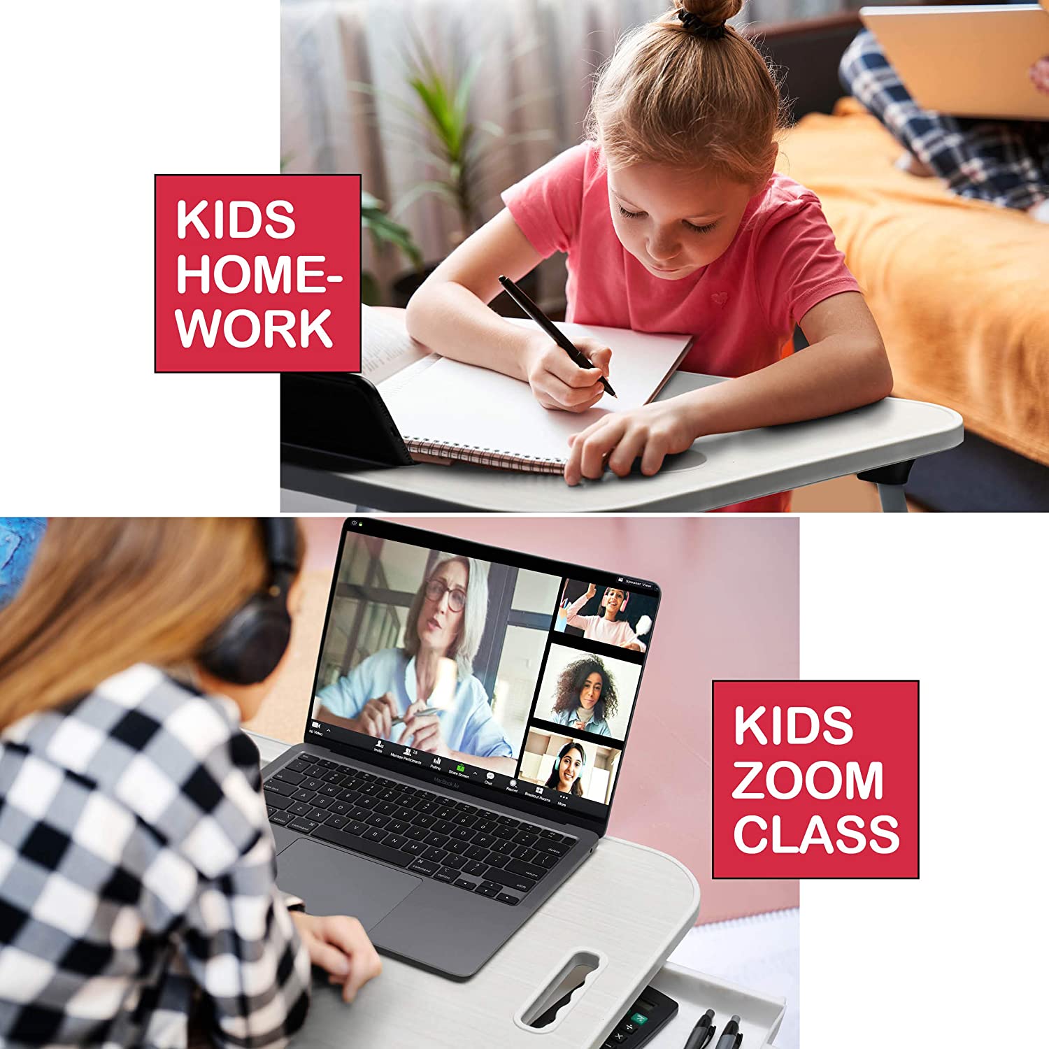 Laptop Bed Desk With Storage And Foldable Legs For Kids with Desks