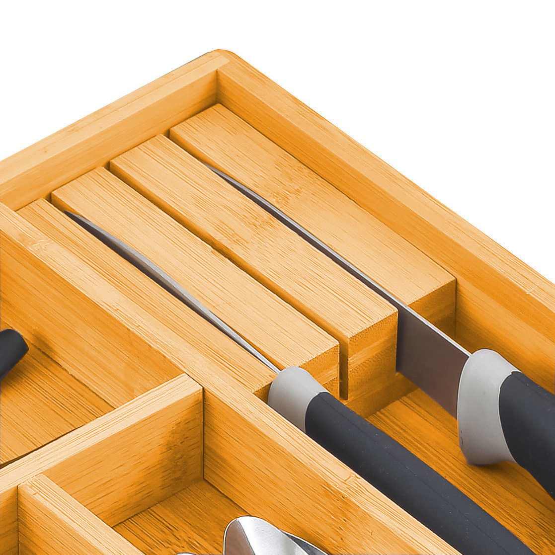 2 Pack Large Capacity Bamboo Expandable Drawer Organizer