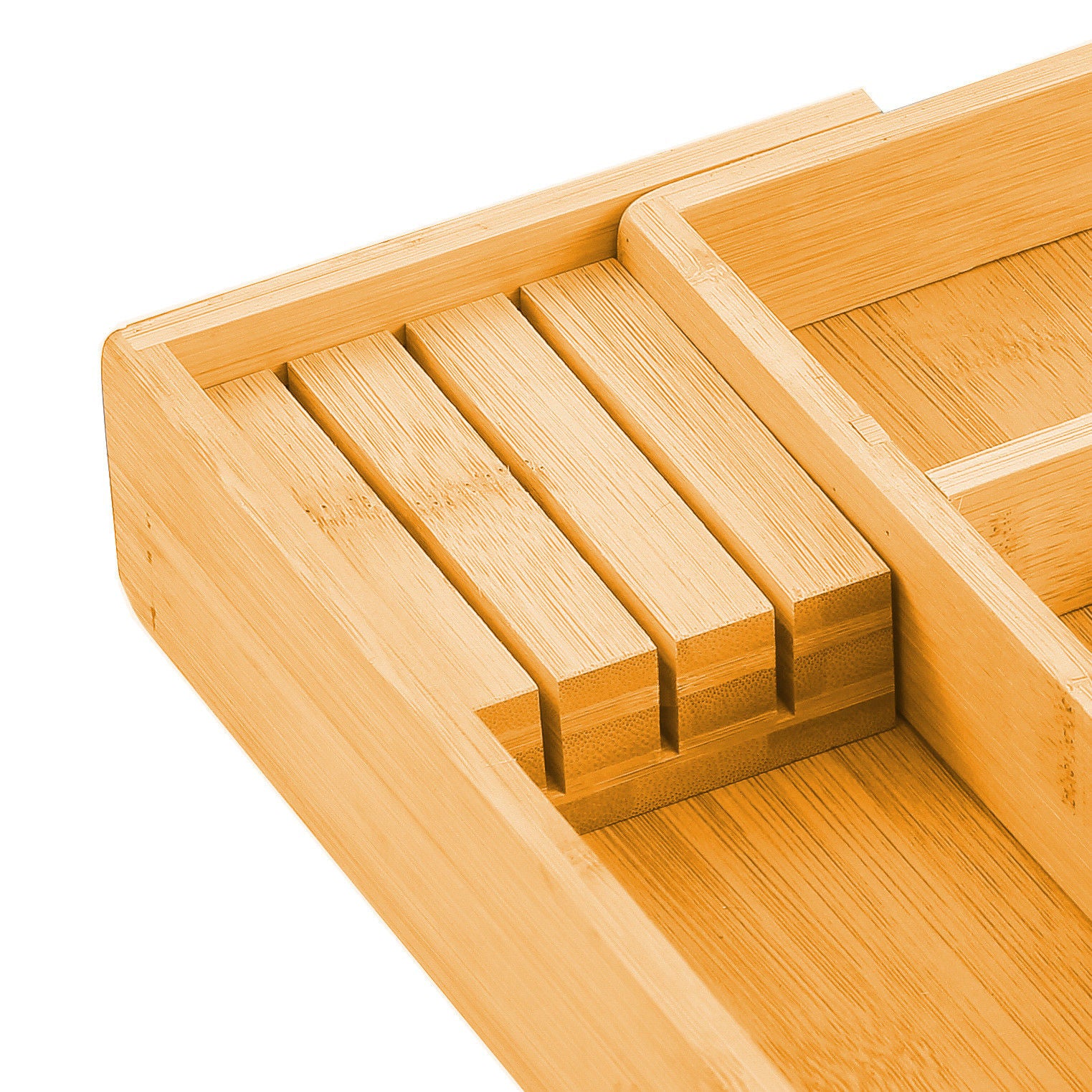 2 Pack Large Capacity Bamboo Expandable Drawer Organizer