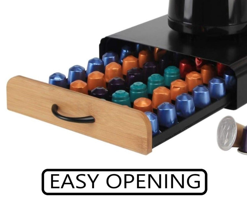 Coffee Pod Holder Drawer 60 Capsules Nespresso Bamboo