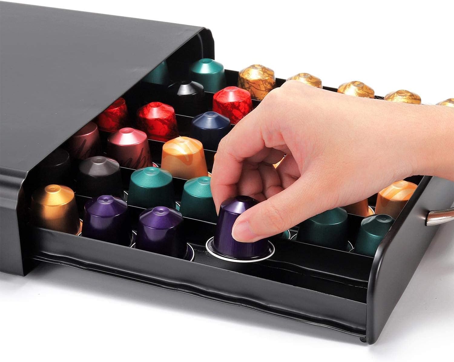 Coffee Pods Holder Storage Drawer Compatible (Black) with Kitchen Appliance Accessories