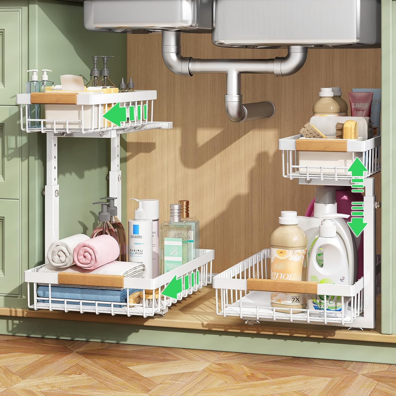 Durable 2-Tier Under Sink Organizer - Adjustable & Space-Saving, Drying Racks & Hangers - photo 7