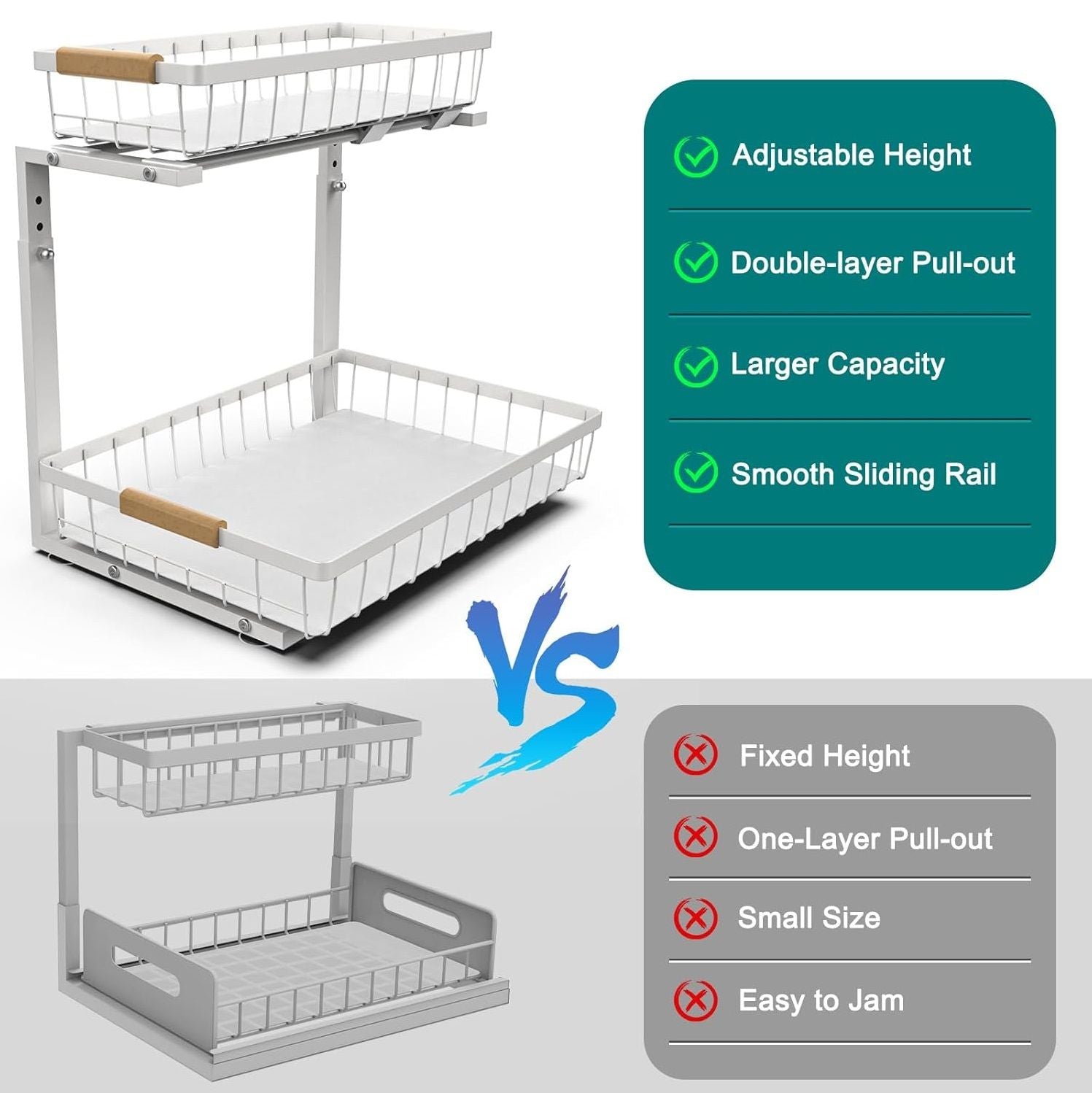 Durable 2-Tier Under Sink Organizer - Adjustable & Space-Saving | Drying Racks & Hangers