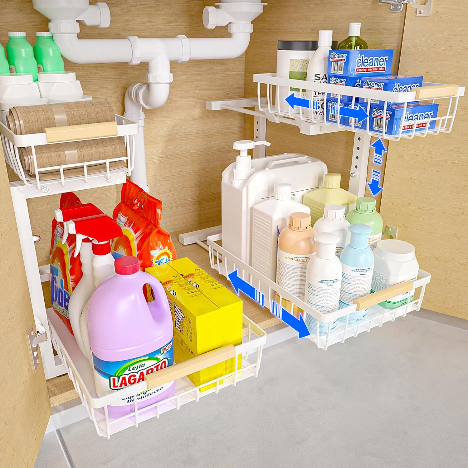 Durable 2-Tier Under Sink Organizer - Adjustable & Space-Saving | Drying Racks & Hangers - photo 6
