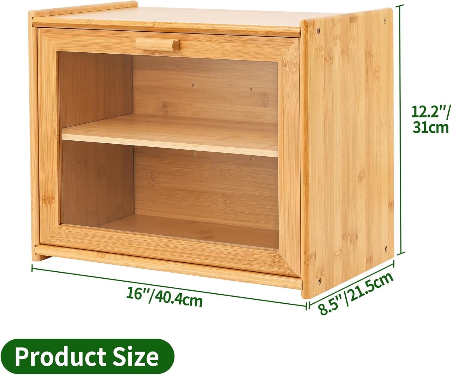 Bamboo finish - Stylish Bamboo Bread Box - Double Layer with Transparent Window