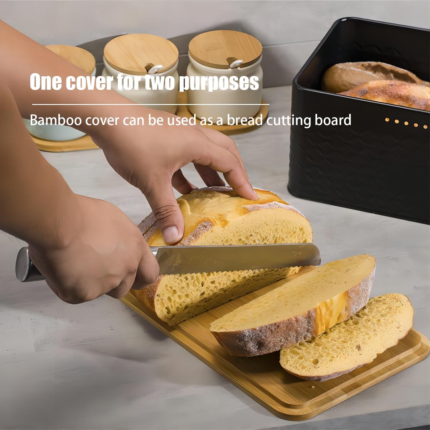 Chopping Board Bread Bin - Bamboo Lid, Food Storage