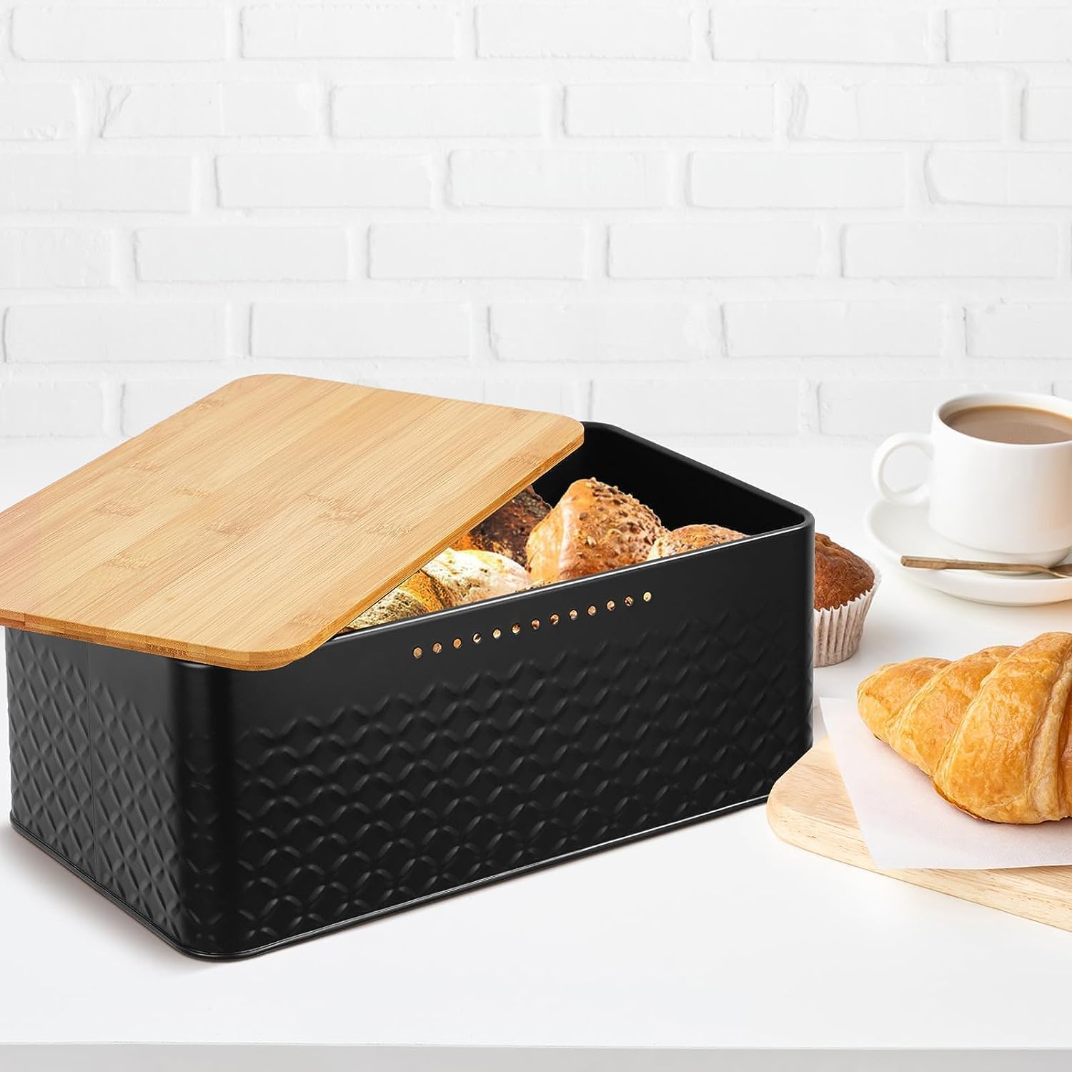 Chopping Board Bread Bin - Bamboo Lid | Countertop