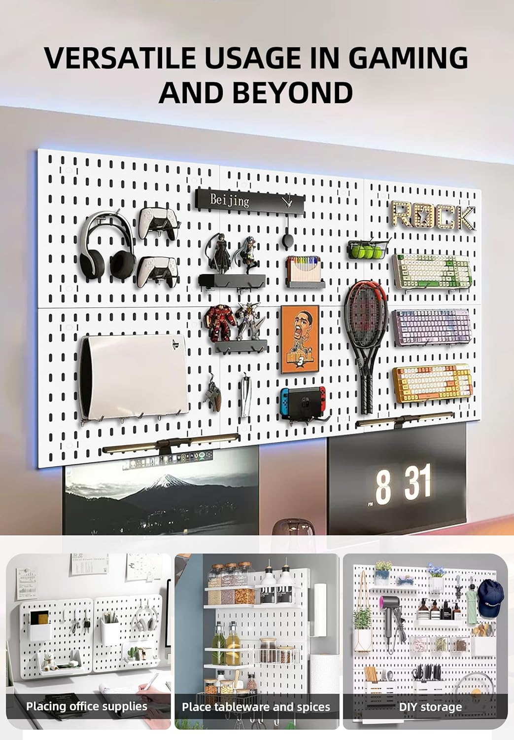 Durable Pegboard Combination Kit - Versatile Wall Hanging System