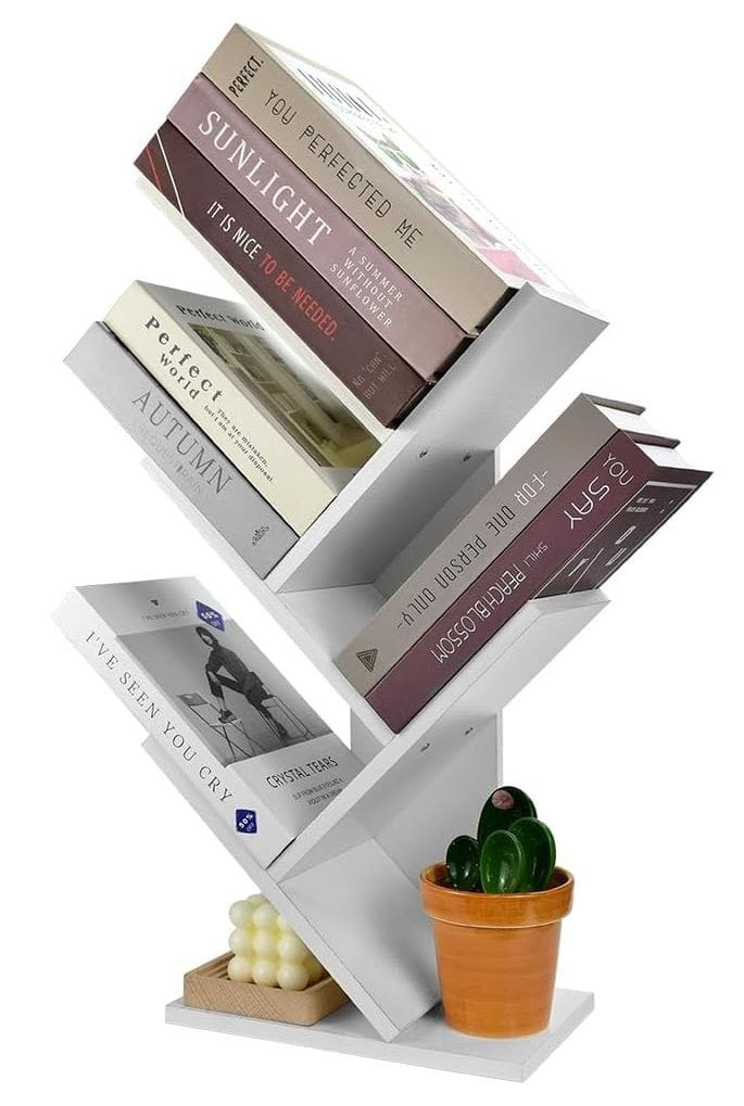 5 Tier Bookshelf Storage Rack White 17x60x27cm